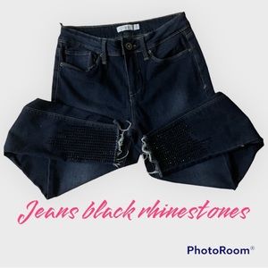 Size 5 black gem leg jeans straight leg super cute and light stretchy material